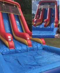 (WATERSLIDE) 500 Pound Double Lane Slide with Pool